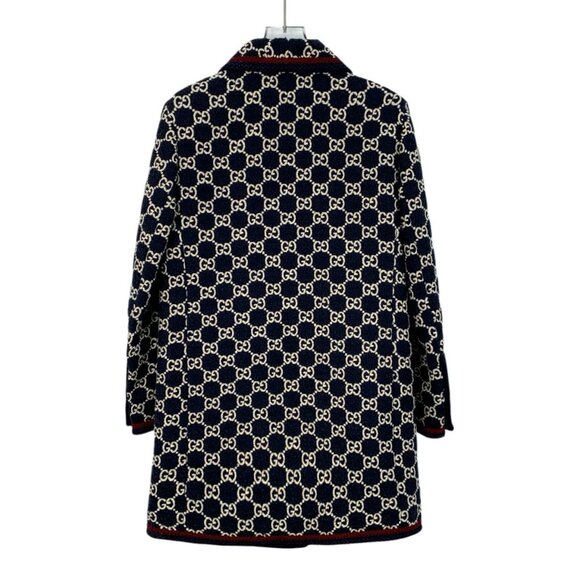 CW0396 Gucci Woman Wool Blend GG-Logo Patterned Coat With Gold Buttons - Picture 2 of 8